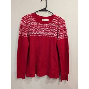 Women's Red and White knit Fair Isle style sweater by Faded Glory size L (12/14)